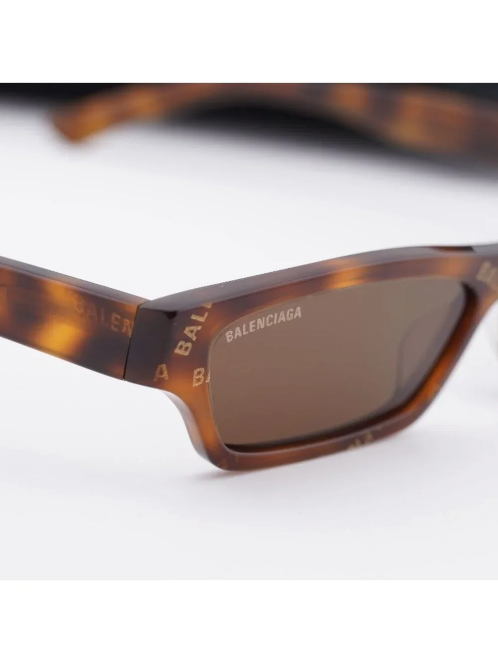 Balenciaga BB0075S 002 Rectangle Sunglasses - Havana / Brown